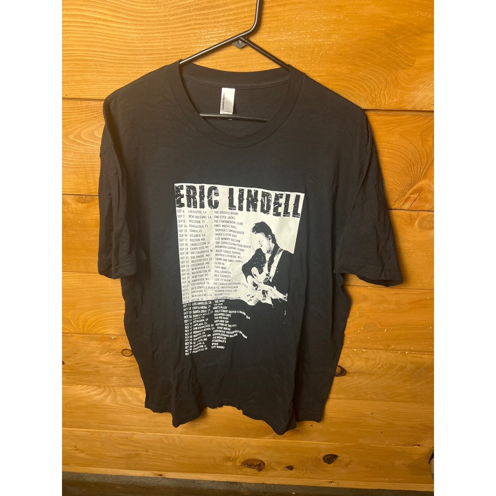 Eric Lindell Tour TShirt Black XL Band Concert Dates Cities American Apparel Y2K